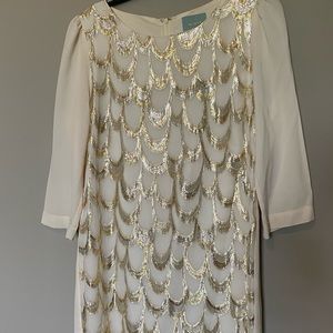 Ivory and gold cocktail dress size Medium (M)